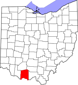 Map of Ohio highlighting Adams County