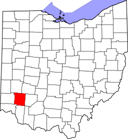 Map of Ohio highlighting Warren County
